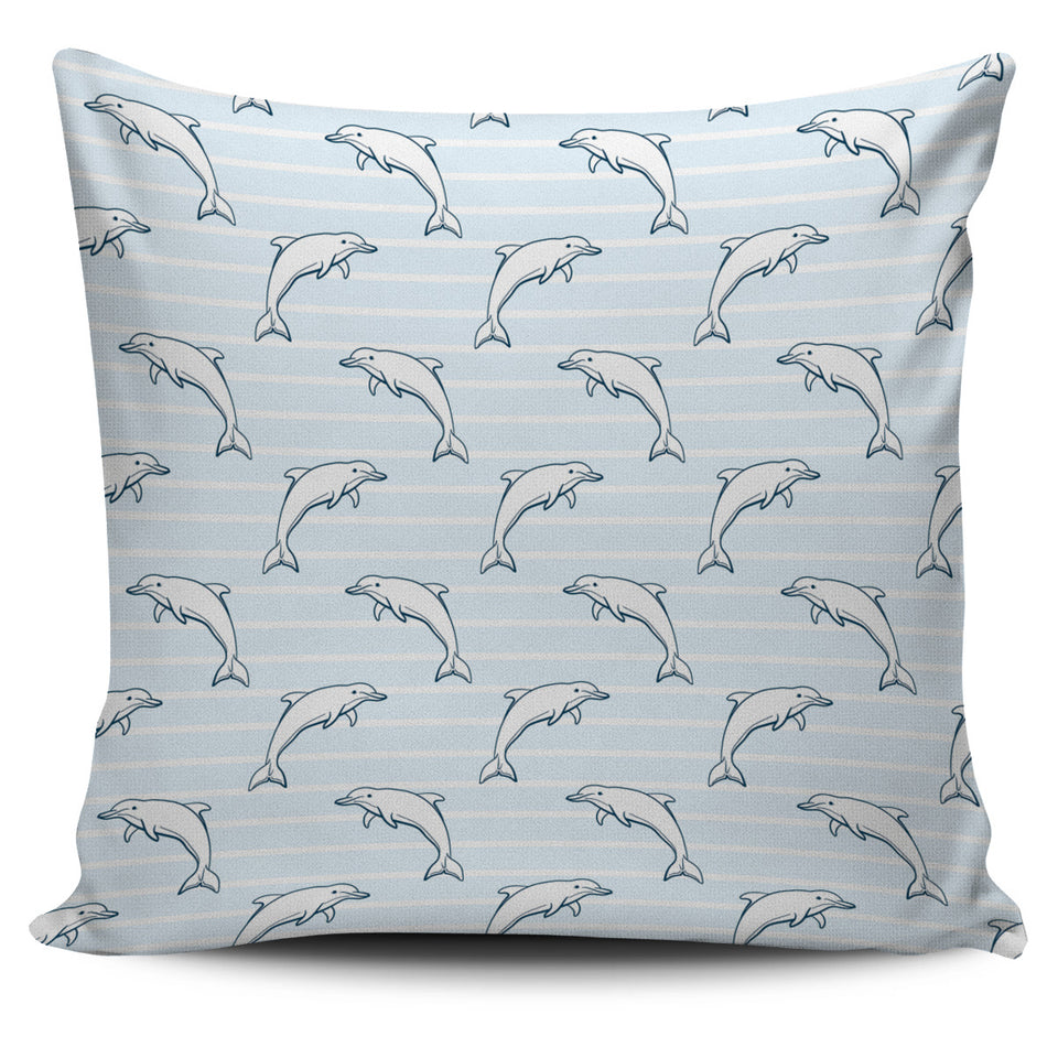 Dolphin Blue Striped Background Pillow Cover