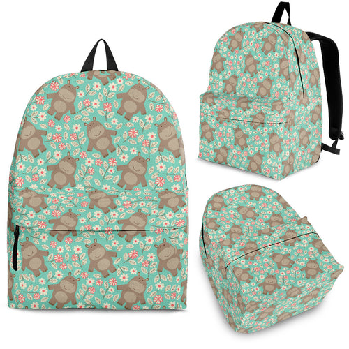 Hippopotamus Pattern Print Design 02 Backpack
