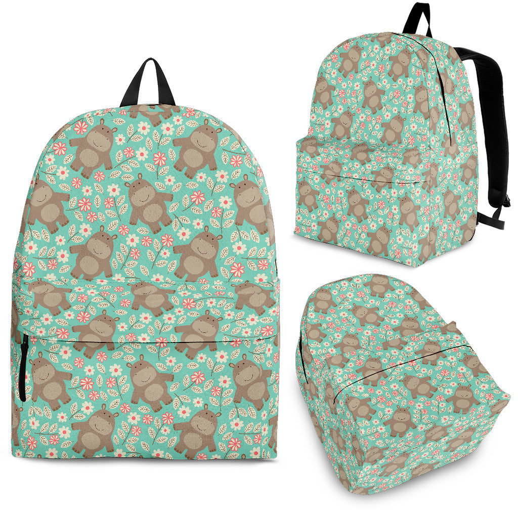Hippopotamus Pattern Print Design 02 Backpack