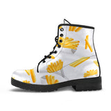 French Fries White Paper Box Pattern Leather Boots