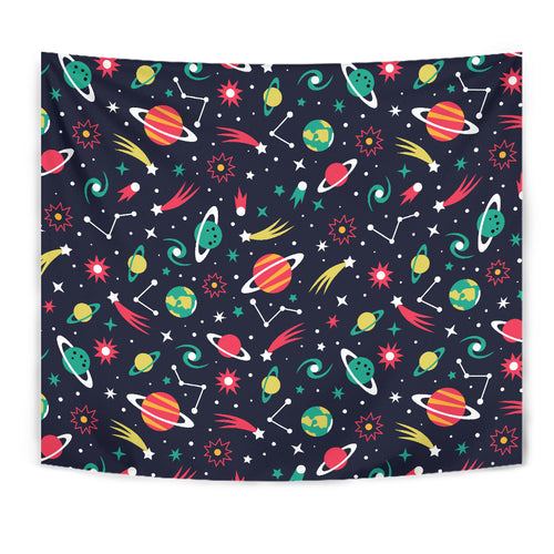 Colorful Space Pattern Planet Star Wall Tapestry