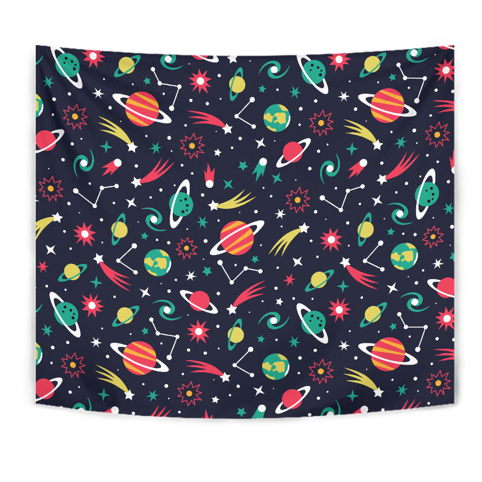 Colorful Space Pattern Planet Star Wall Tapestry