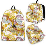 Cool Bee Honeycomb Leaves Pattern Backpack