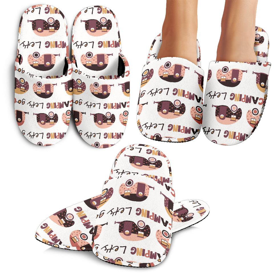 Camper Van Pattern Print Design 01 Slippers