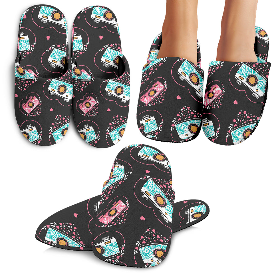 Camera Pattern Print Design 04 Slippers