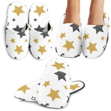 Hand Drawn Gold Black Star Pattern Slippers