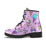 Cute Ice Cream Cone Animal Pattern Leather Boots