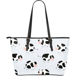 Cute Cows Pattern Large Leather Tote Bag