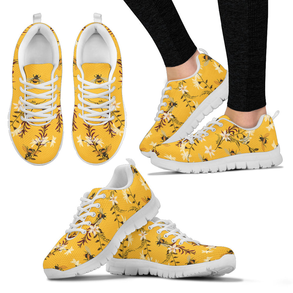 Bee Flower Pattern Women'S Sneaker Shoes