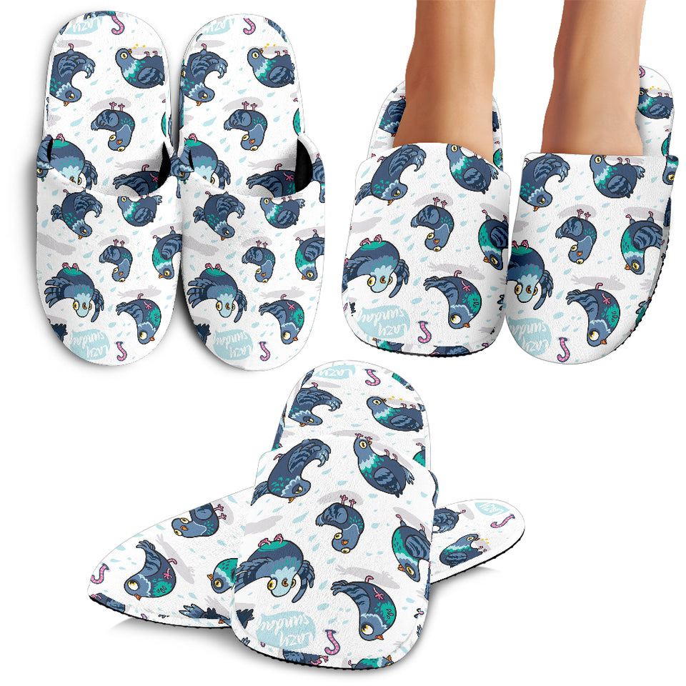 Pigeon Pattern Print Design 02 Slippers