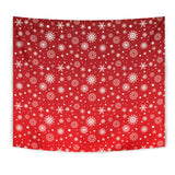 Snowflake Pattern Red Background Wall Tapestry
