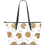 Sketch Style Cookie Pattern Large Leather Tote Bag