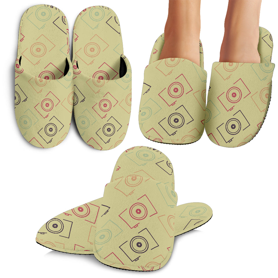 Camera Pattern Print Design 01 Slippers