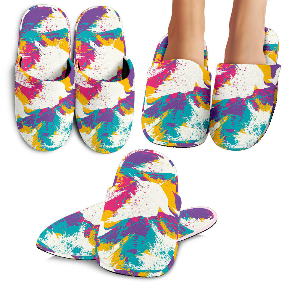 Colorful Crow Illustration Pattern Slippers