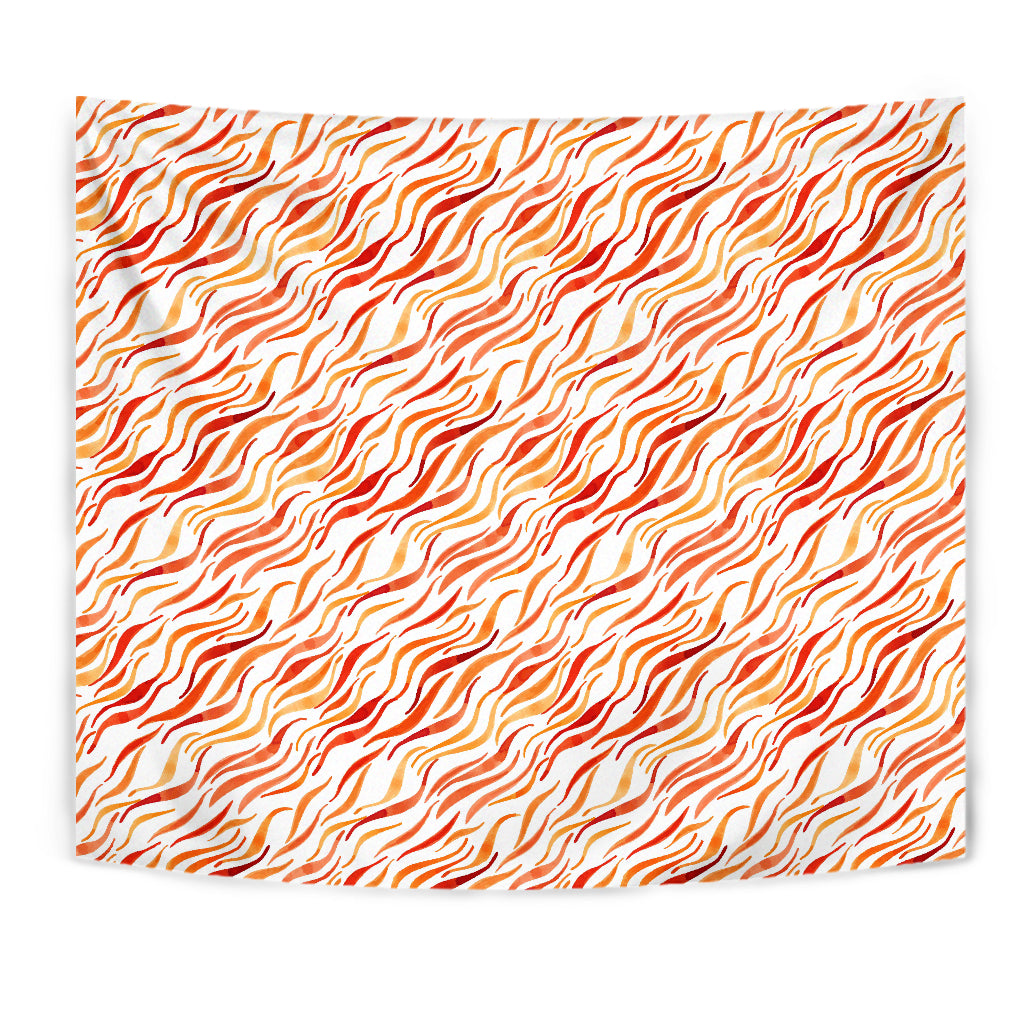 Fire Flame Watercolor Pattern Wall Tapestry