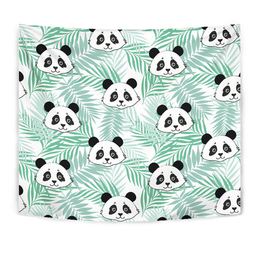 Panda Pattern Tropical Leaves Background Wall Tapestry