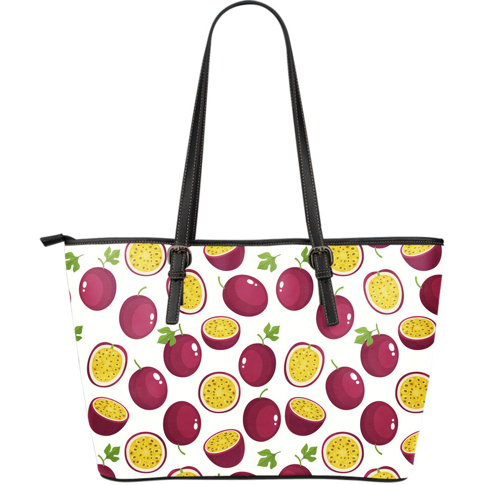 Passion Fruit Design Pattern Large Leather Tote Bag