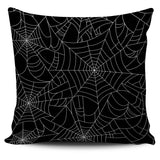 Spider Web Pattern Black Background White Cobweb Pillow Cover