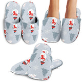 Snowman Christmas  Tree Snow Gray Background Slippers