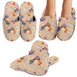 Cute Rooster Chicken Cock Floral Ornament Background Slippers