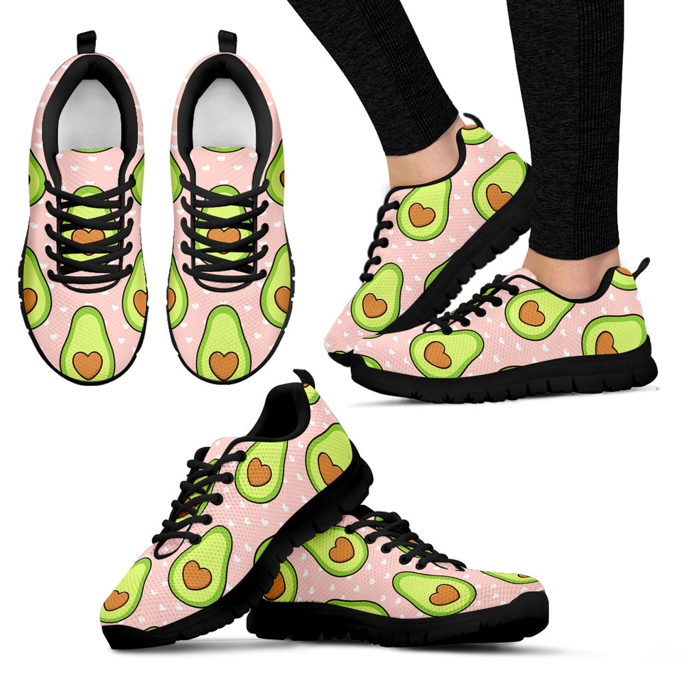 Avocado Heart Pink Background Women'S Sneaker Shoes
