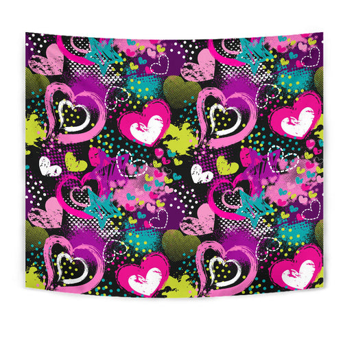 Heart Dot Wave Star Creative Design Pattern Wall Tapestry
