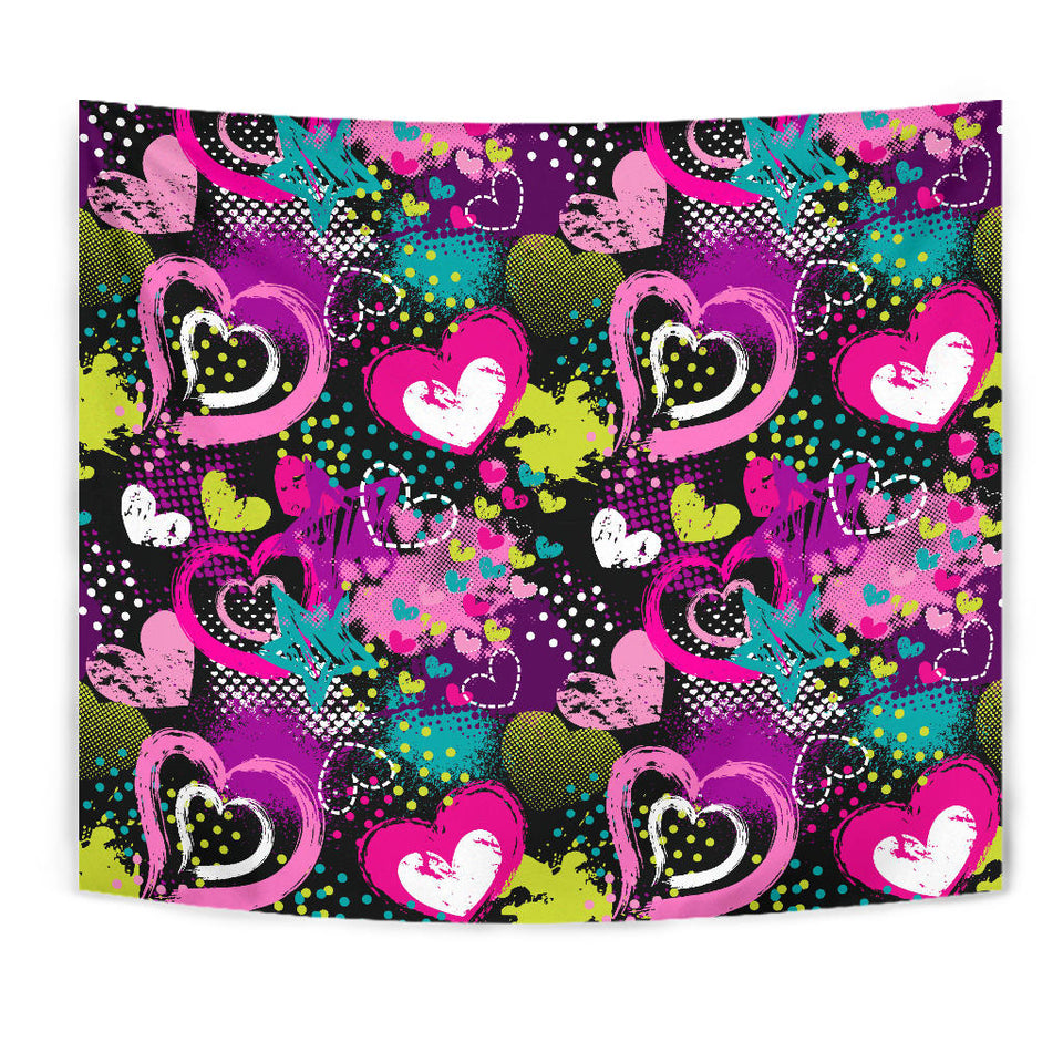 Heart Dot Wave Star Creative Design Pattern Wall Tapestry