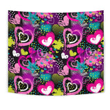 Heart Dot Wave Star Creative Design Pattern Wall Tapestry