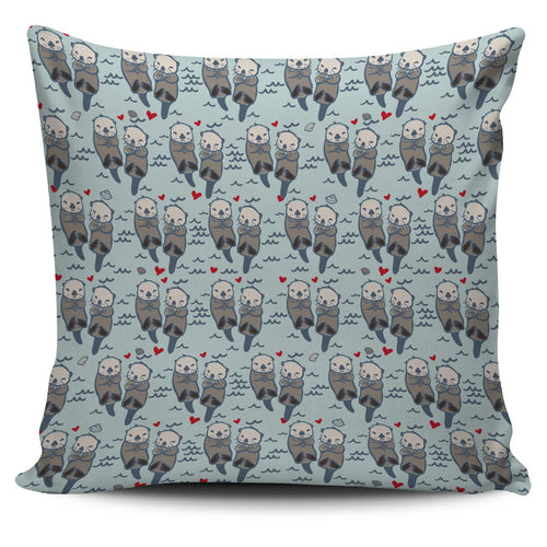 Lovely Sea Otter Pattern Pillow Cover