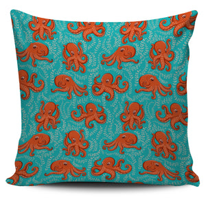 Octopus Turquoise Background Pillow Cover