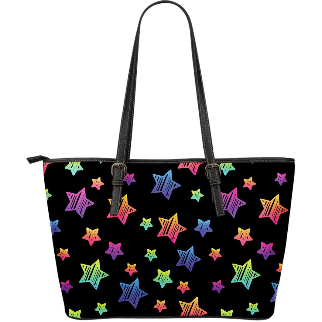 Colorful Star Pattern Large Leather Tote Bag