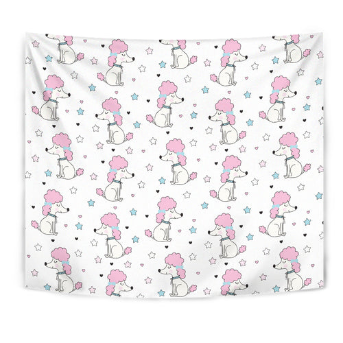 Cute Poodle Dog Star Pattern Wall Tapestry