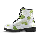 Cucumber Sketch Pattern Leather Boots