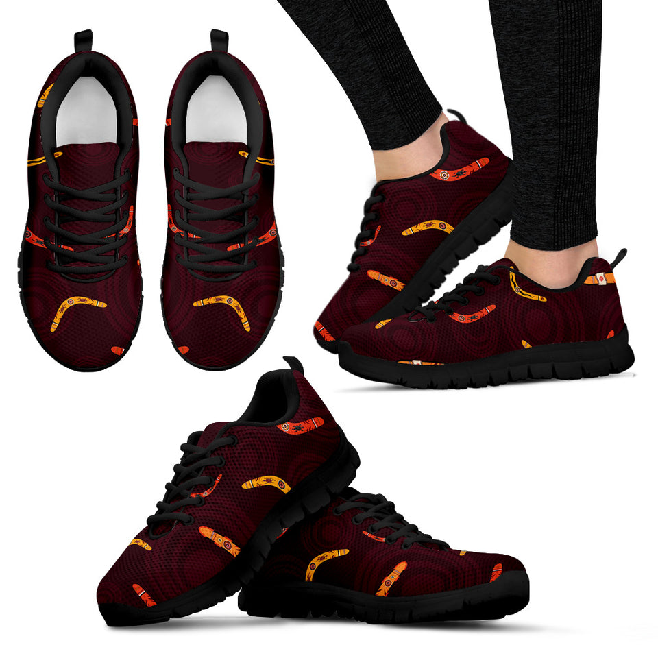 Boomerang Australian Aboriginal Ornamen'St Circle Black Background Women'S Sneaker Shoes