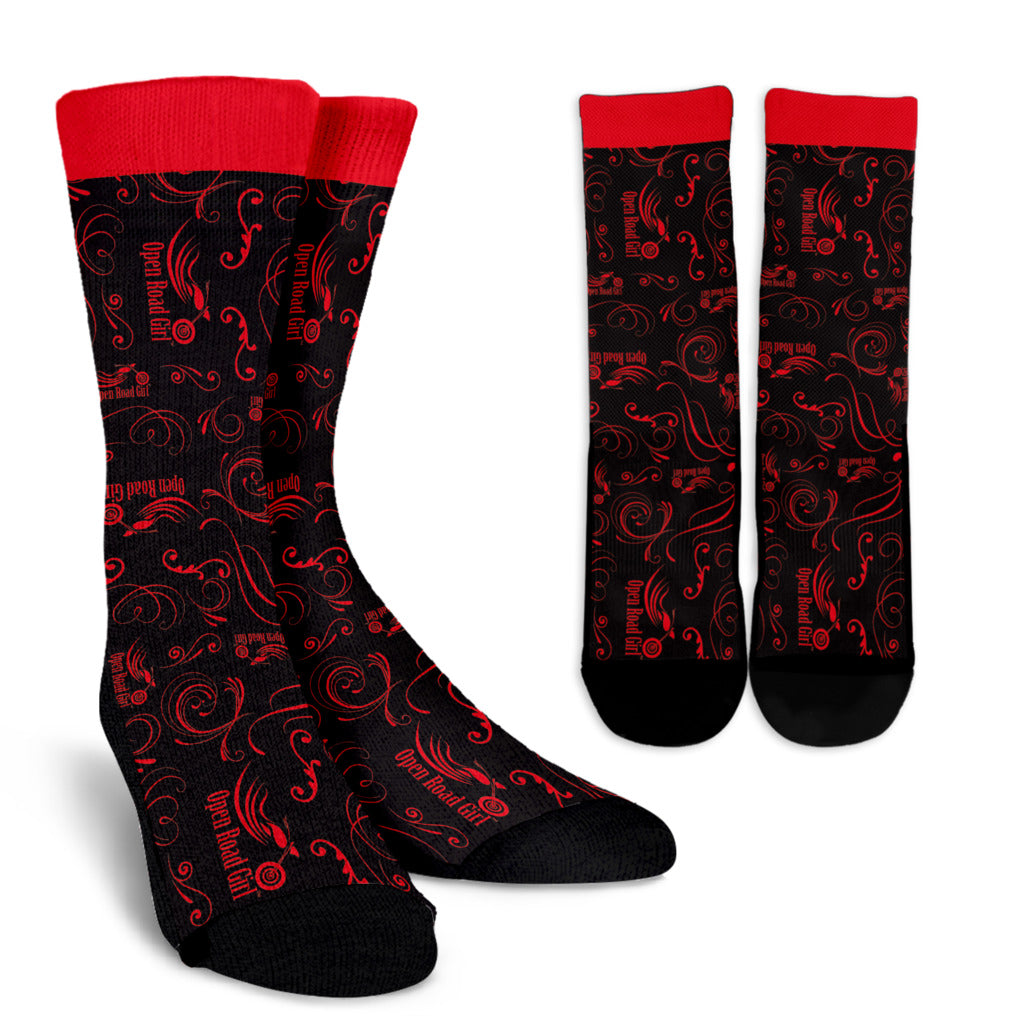 Red Open Road Girl Socks