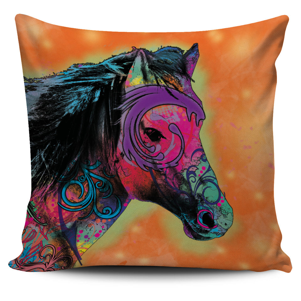 Orange Horse Pillow Cover