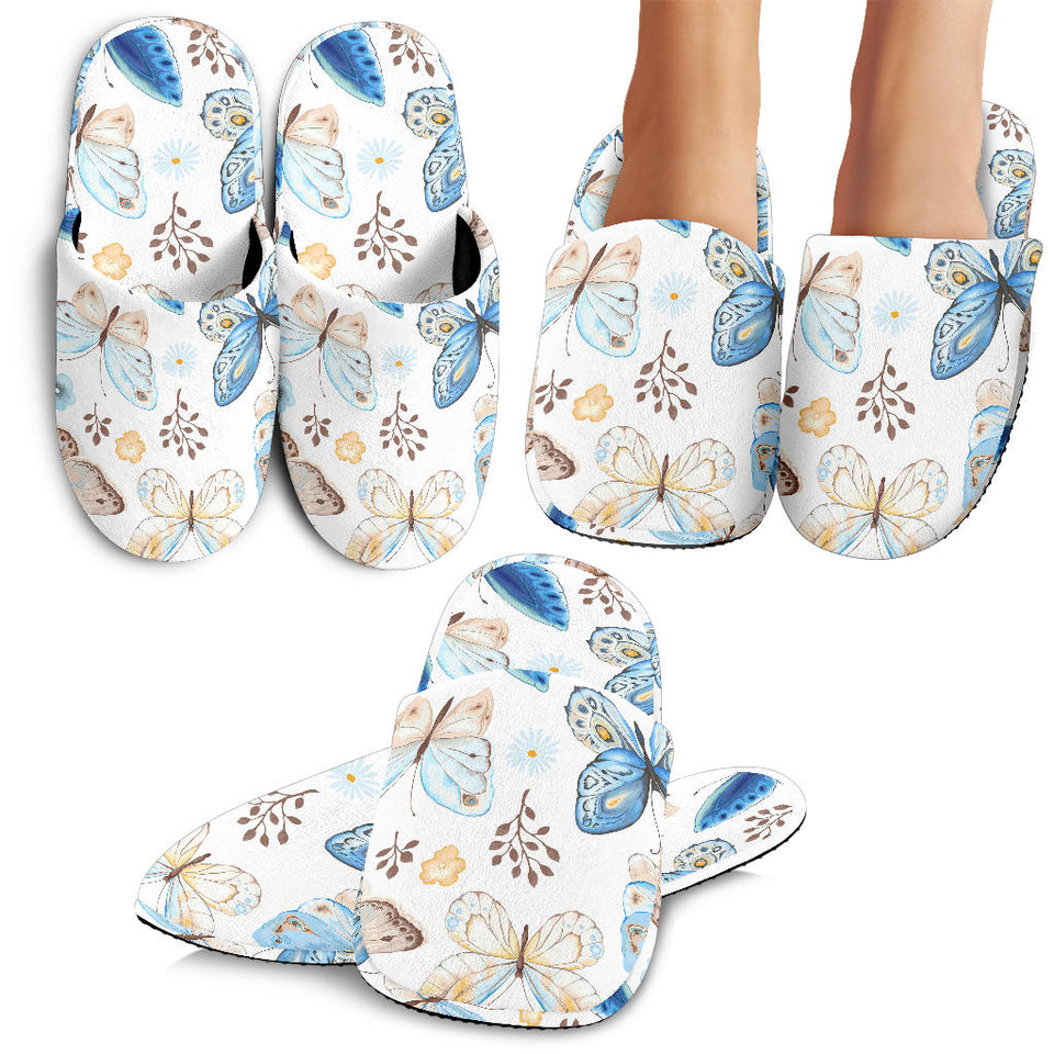 Blue Butterfly Pattern Slippers