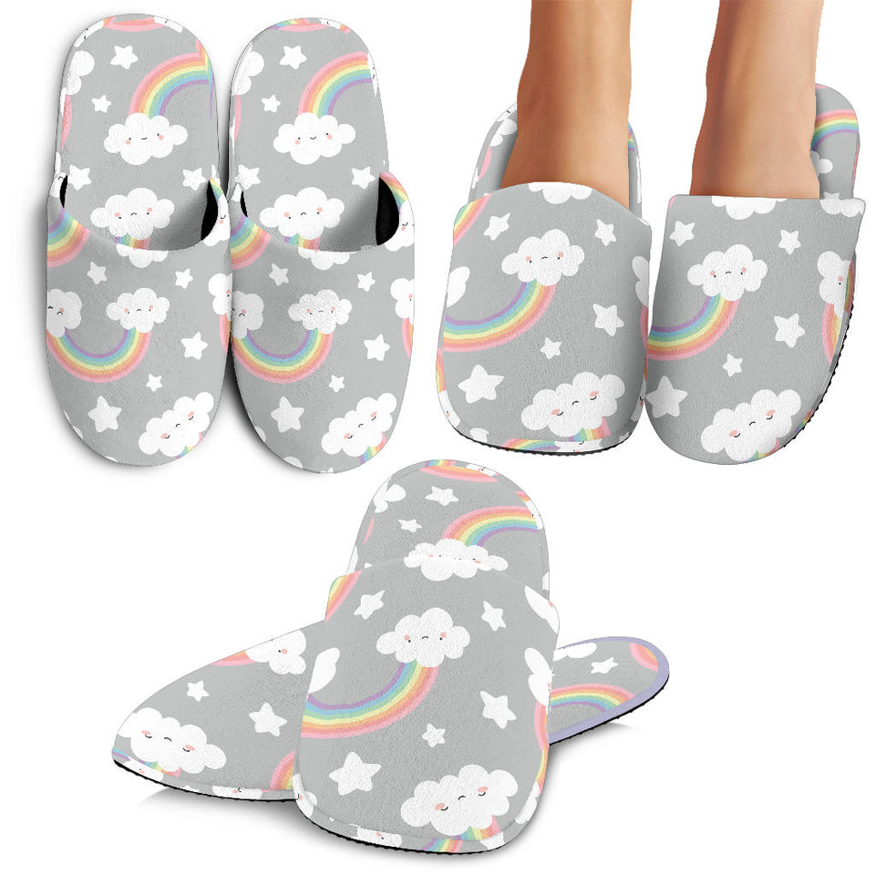 Cute Rainbow Clound Star Pattern Slippers