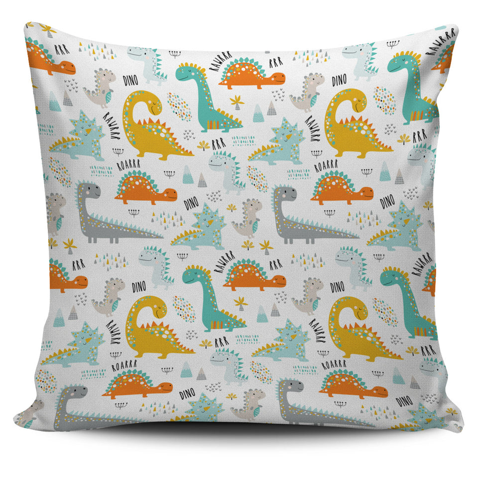 Cute Funny Kids Dinosaurs Pattern Pillow Cover