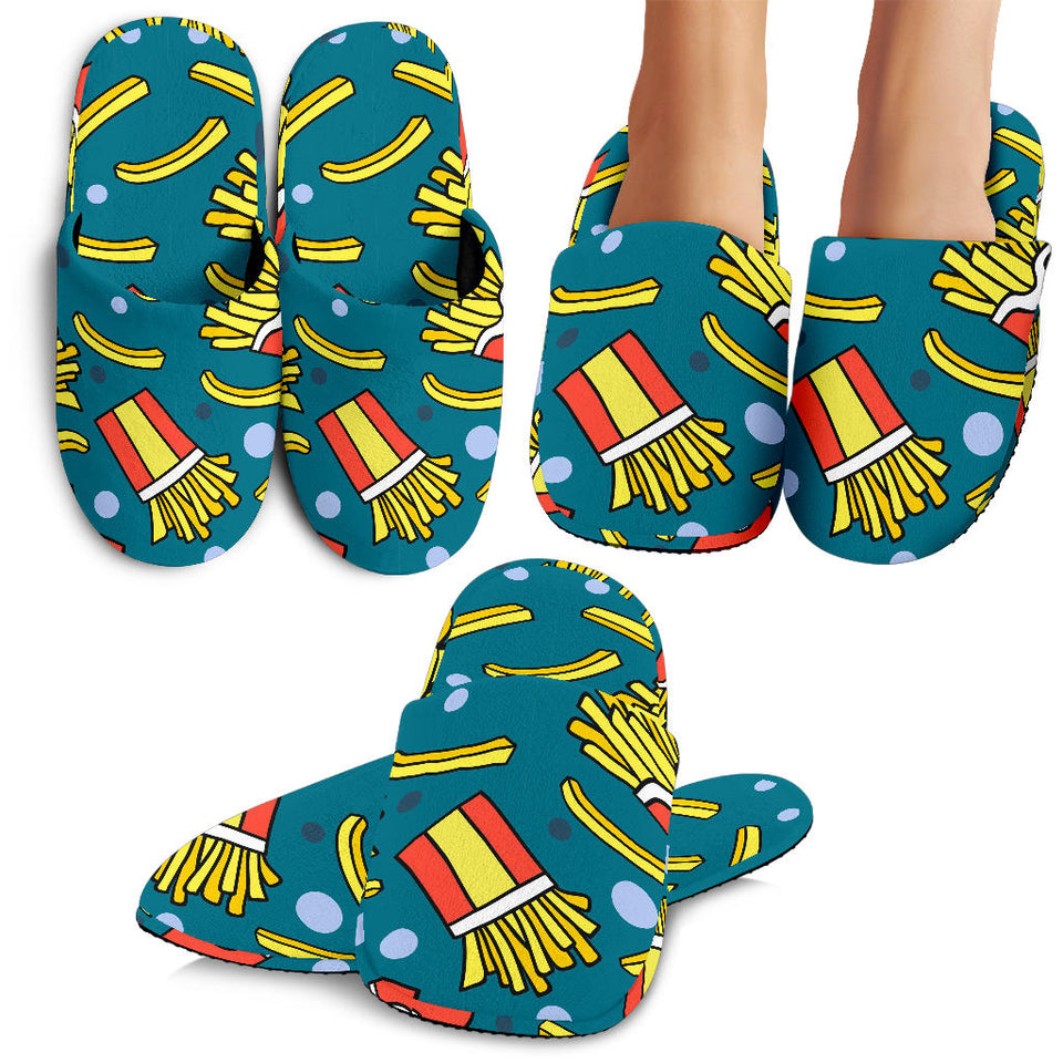 French Fries Red Paper Box Pattern Slippers