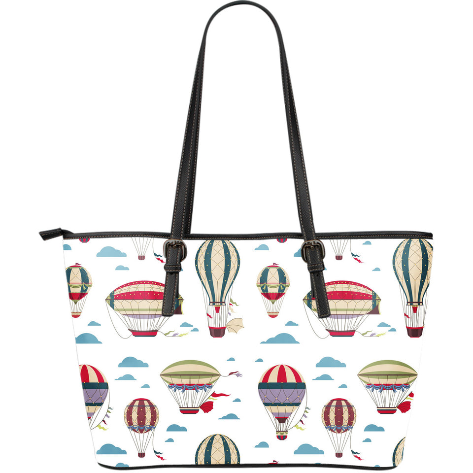 Hot Air Balloon Pattern Large Leather Tote Bag