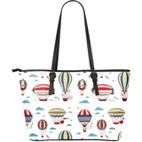Hot Air Balloon Pattern Large Leather Tote Bag