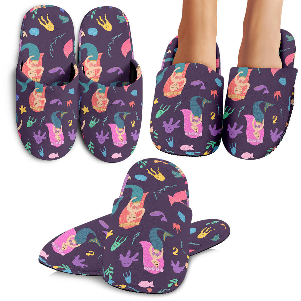 Beautiful Mermaid Fish Jellyfish Algae Other Marine World Slippers