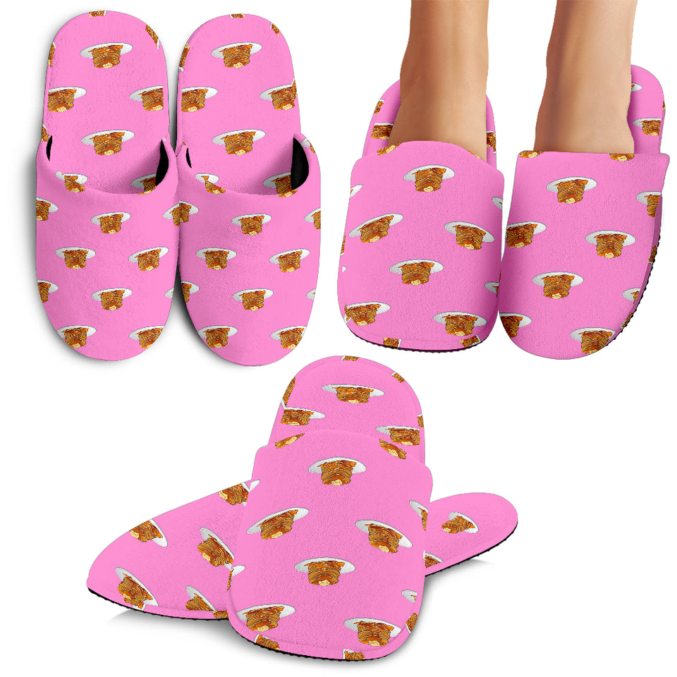 Pancake Pattern Print Design 04 Slippers