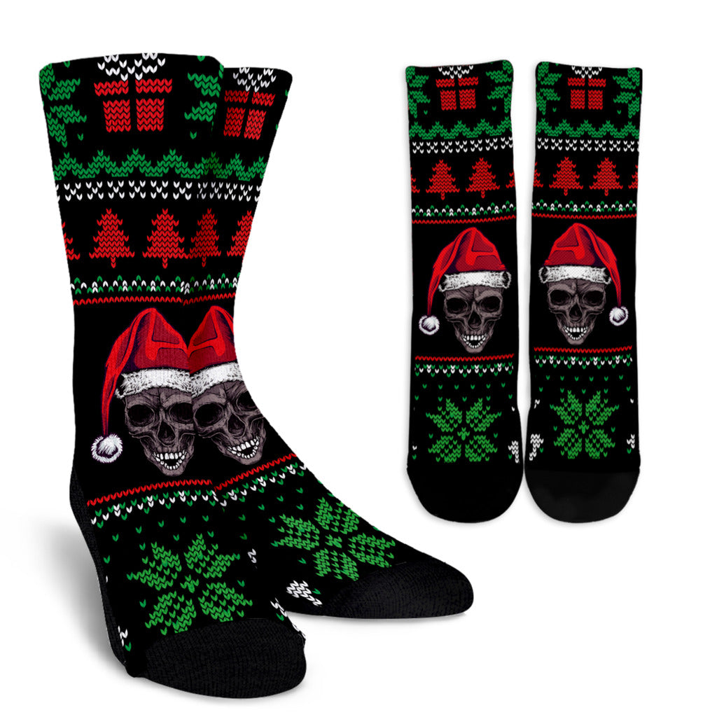 Ugly Christmas Santa Skull Socks