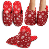 Snowflake Pattern Red Background Slippers