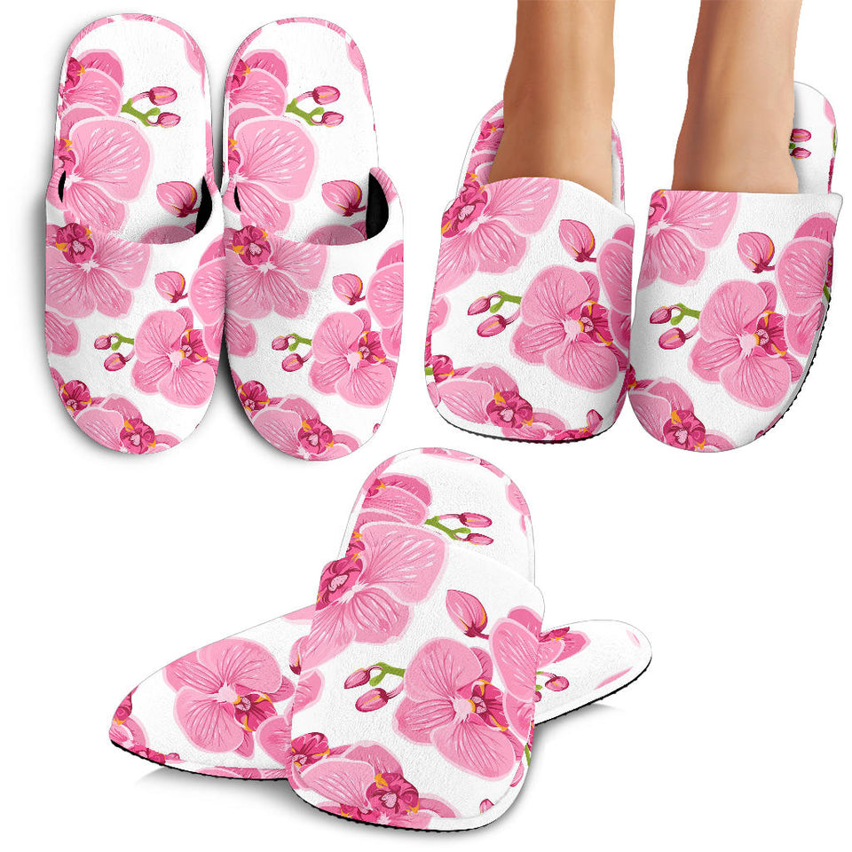 Pink Purple Orchid Pattern Background Slippers