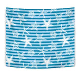 Starfish Blue Blackground Wall Tapestry