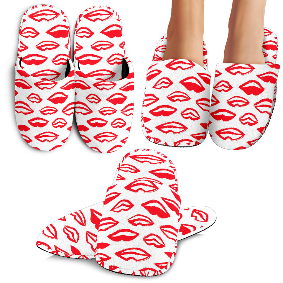 Lips Pattern Print Design 05 Slippers