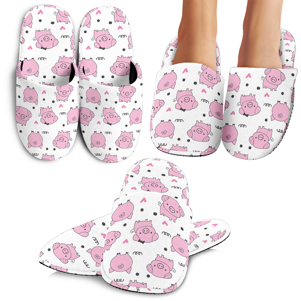Pig Pattern Print Design 03 Slippers